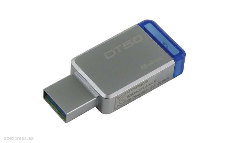 USB Флешка Kingston 64GB USB 3.0 DataTraveler 50 (Metal/Blue)(DT50/64GB)  Bakıda