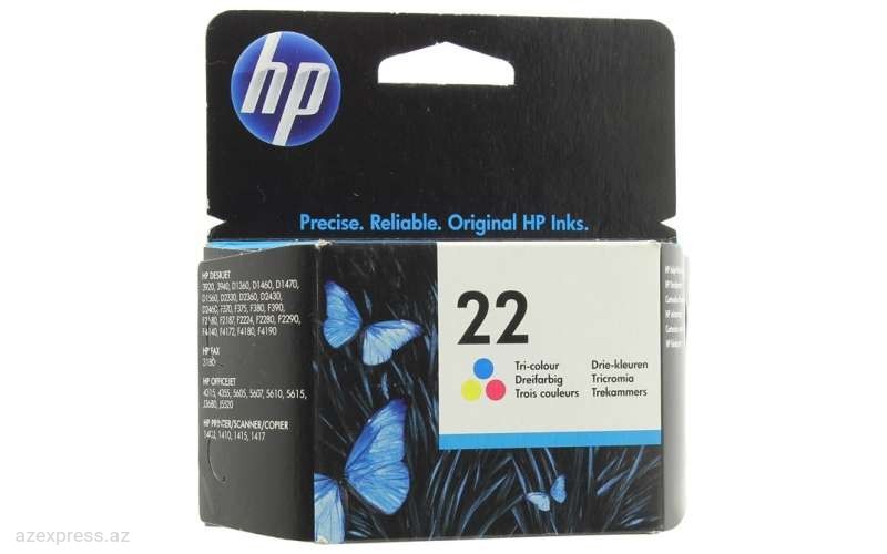 Картридж HP 22 Tri-color Original Ink Cartridge (C9352AE)  Bakıda