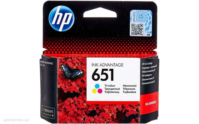 Картридж HP 651 Tri-color Original Ink Advantage Cartridge (C2P11AE)  Bakıda