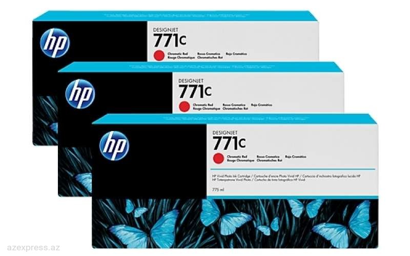 Картридж HP 771C 3-pack 775-ml Chromatic Red DesignJet Ink Cartridges (B6Y32A)  Bakıda