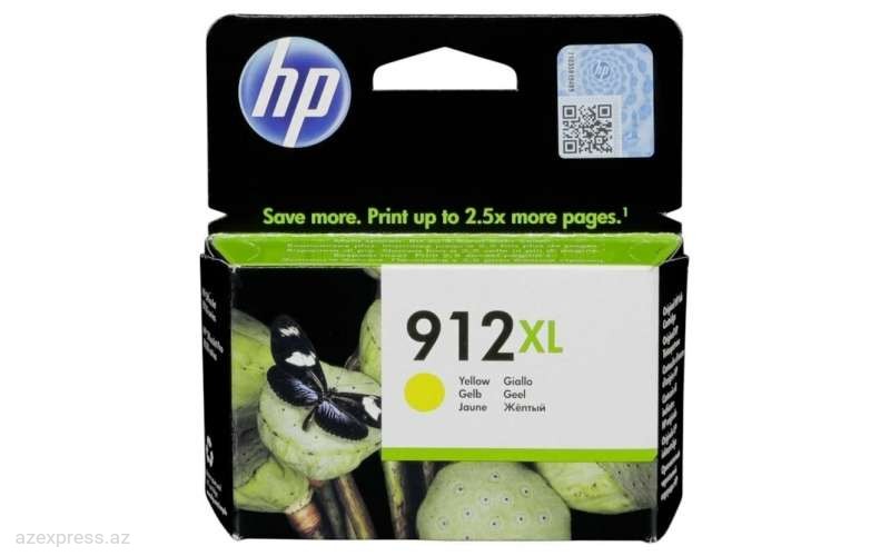 Картридж HP 912XL High Yield Yellow Original Ink Cartridge (3YL83AE)  Bakıda