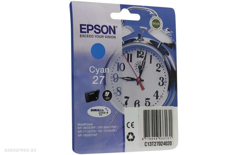 Картридж Epson 27 CY (C13T27024022)  Bakıda