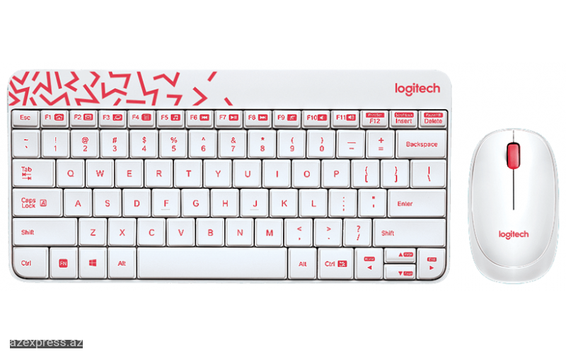 Клавиатура и мышь Logitech Wireless Combo MK240 Nano-WHITE / VIVID RED (920-008212)  Bakıda