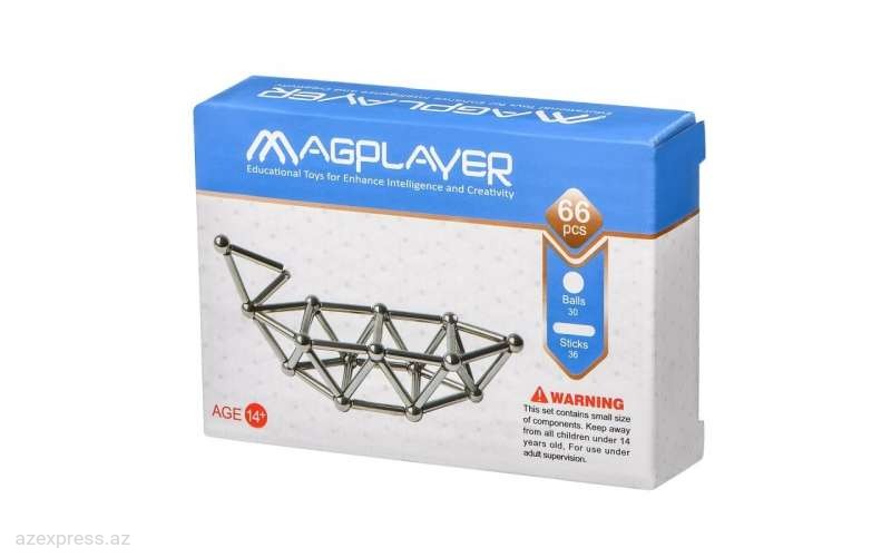 Конструктор  Magplayer Магнитный набор палочек и шариков 30 элементов  (MPS-66)  Bakıda