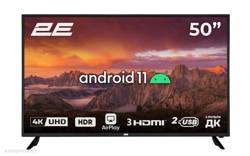 Televizor 2E LED 50" 4K 50A06K Smart Android, Black  (2E-50A06K) Bakıda