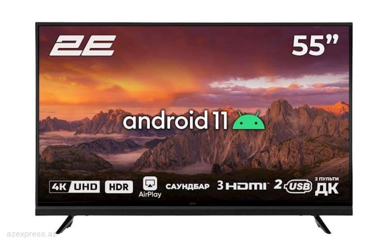 Televizor 2E LED 55" 4K 55A06L Smart Android, Black  (2E-55A06L) Bakıda