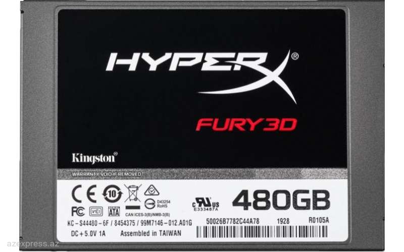 Твердотельный накопитель (SSD) Kingston 480GB HyperX Fury 3D (KC-S44480-6F)  Bakıda