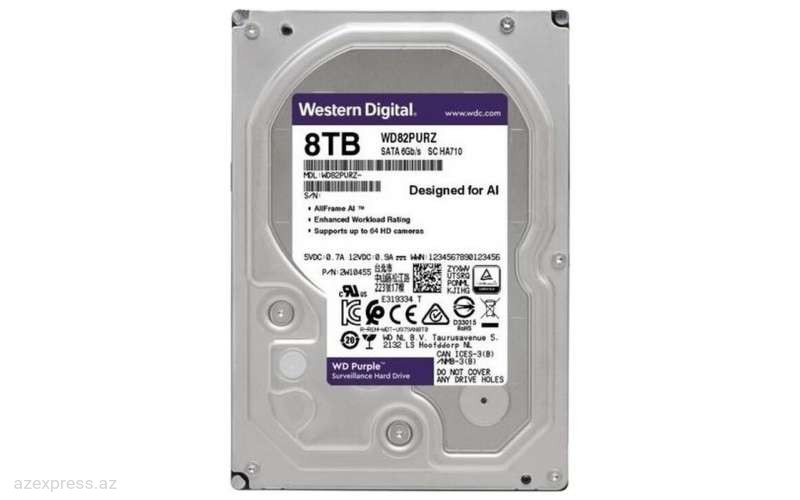 Жесткий диск WD Hikvision WD82PURX-78 3.5 Purple 8TB (WD82PURX-78) Bakıda